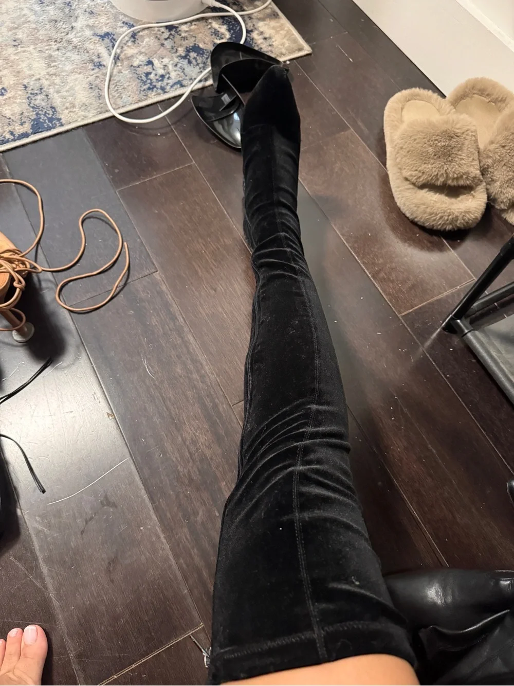 Nasty gal circa 2015 Black Over-The-Knee Boots with Sparkle black Block Heel
